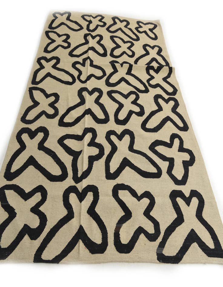 Detail image of  6' x 8'  Hand Woven Kilim Modern Wool Rug