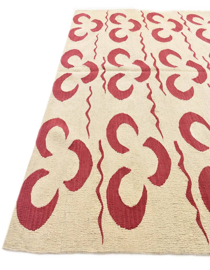 Detail image of  5' 1 x 6' 6  Hand Woven Kilim Modern Wool Rug