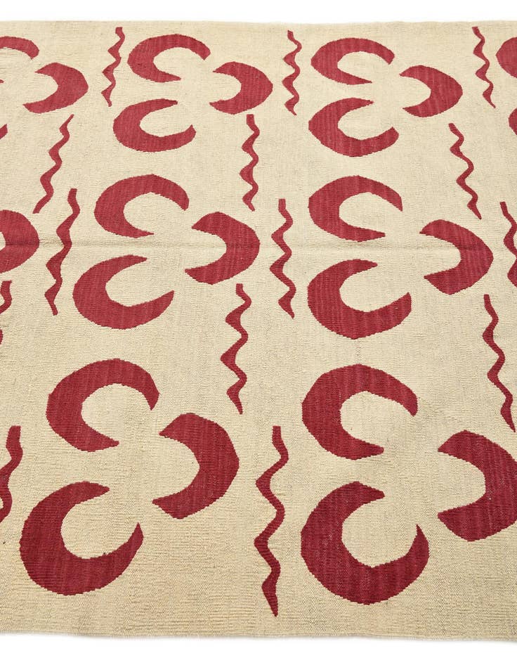 Detail image of  5' 1 x 6' 6  Hand Woven Kilim Modern Wool Rug