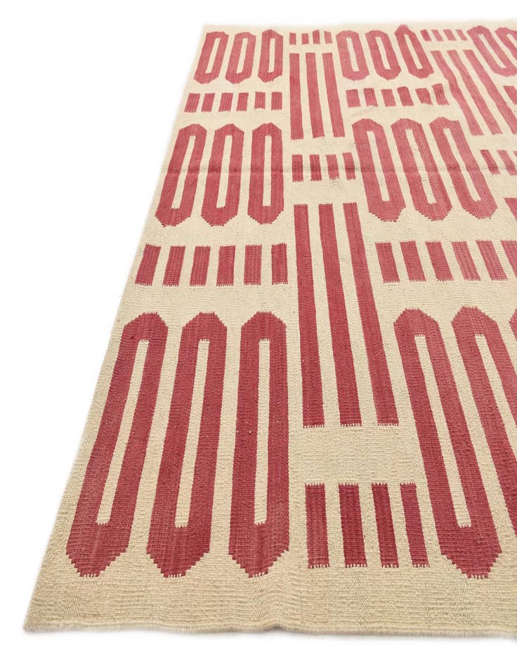 Detail image of  5' 8 x 7' 8  Hand Woven Kilim Modern Wool Rug