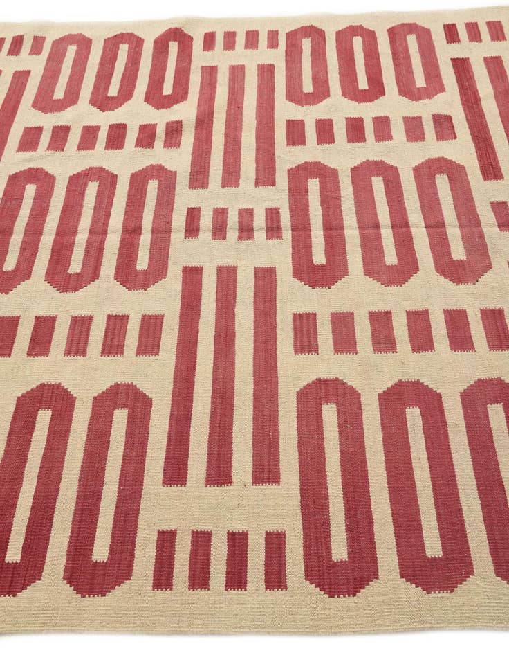 Detail image of  5' 8 x 7' 8  Hand Woven Kilim Modern Wool Rug