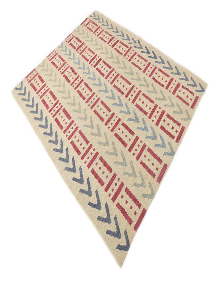 Detail image of  5' x 6' 5  Hand Woven Kilim Modern Wool Rug