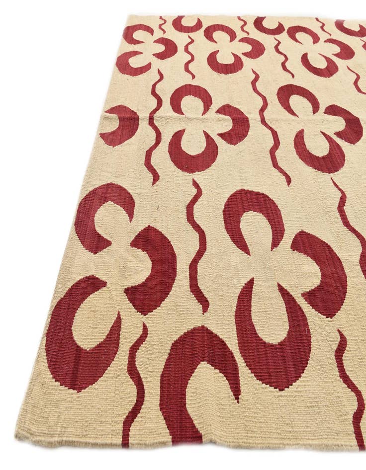 Detail image of  5' 4 x 6' 3  Hand Woven Kilim Modern Wool Rug