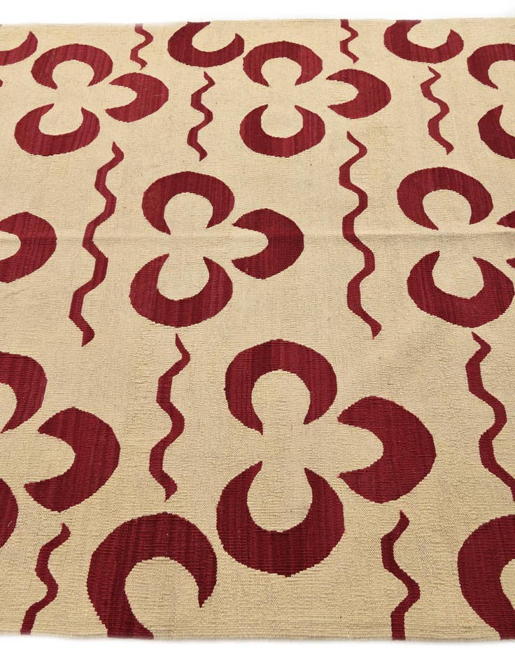 Detail image of  5' 4 x 6' 3  Hand Woven Kilim Modern Wool Rug