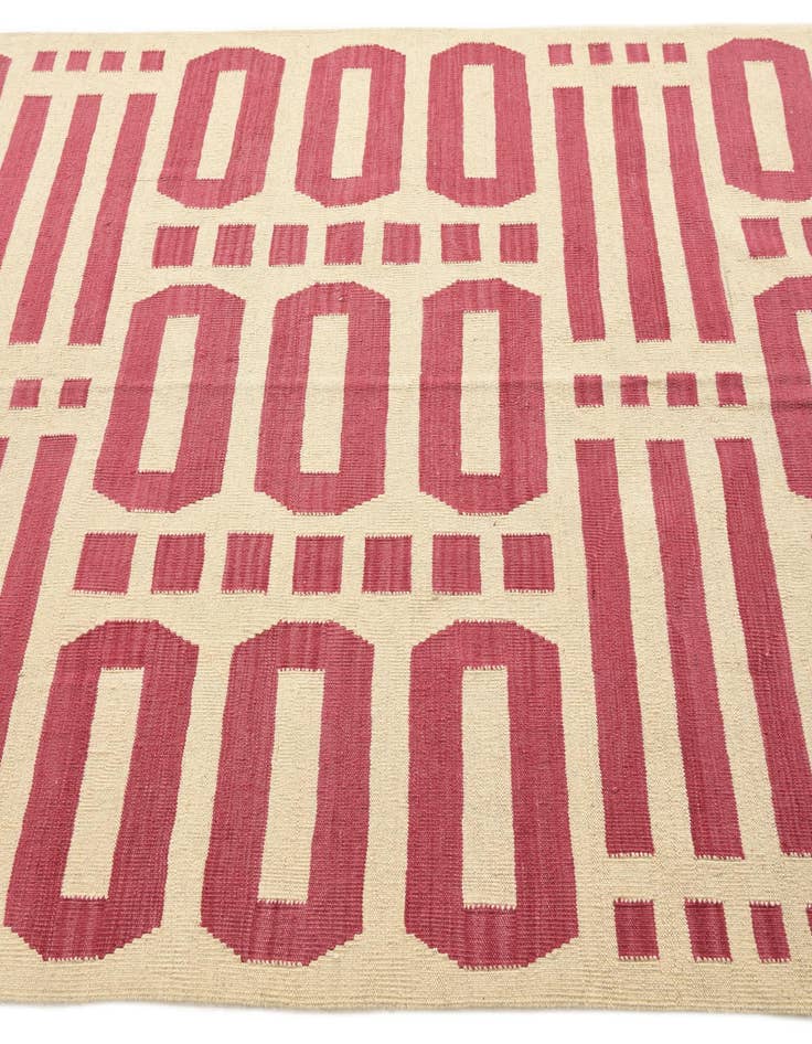 Detail image of  5' 1 x 6' 8  Hand Woven Kilim Modern Wool Rug