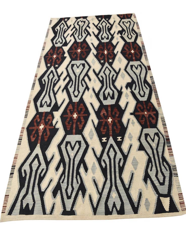 Detail image of  6' x 8'  Hand Woven Kilim Modern Wool Rug