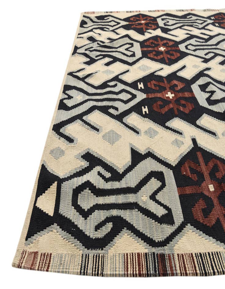 Detail image of  6' x 8'  Hand Woven Kilim Modern Wool Rug