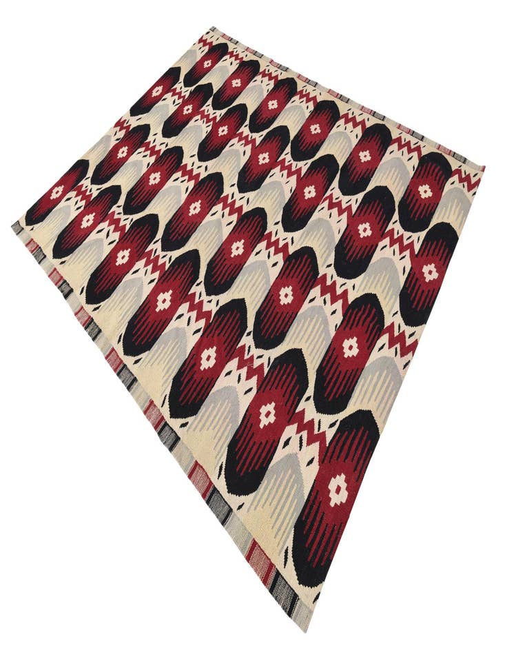 Detail image of  6' x 7' 7  Hand Woven Kilim Modern Wool Rug