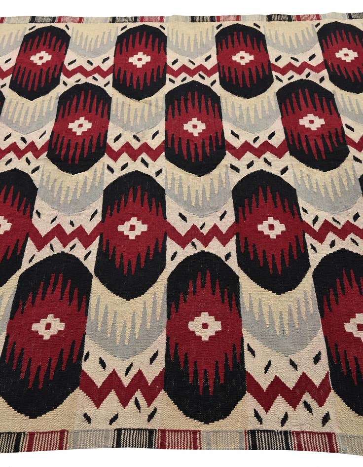 Detail image of  6' x 7' 7  Hand Woven Kilim Modern Wool Rug