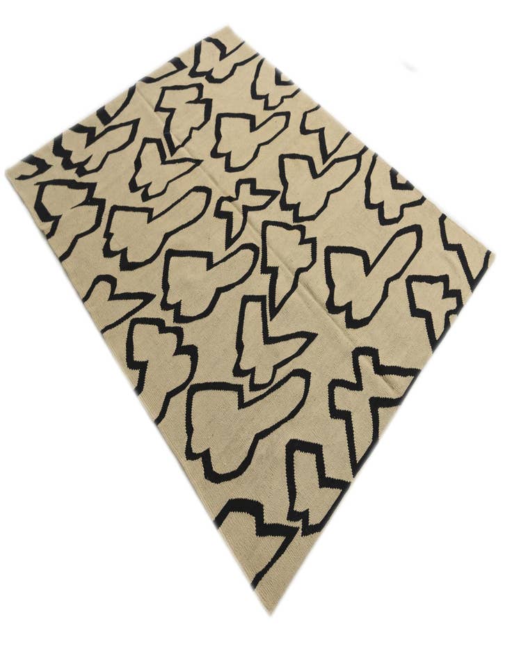 Detail image of  5' 1 x 6' 5  Hand Woven Kilim Modern Wool Rug