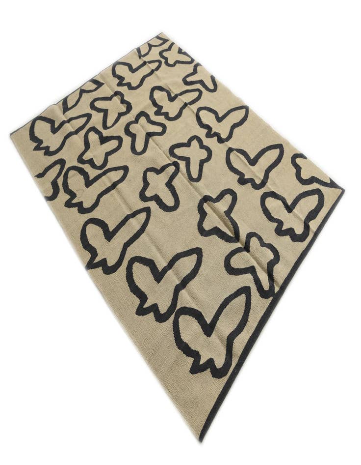 Detail image of  5' 2 x 6' 4  Hand Woven Kilim Modern Wool Rug