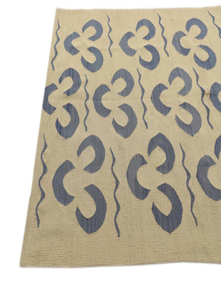 Detail image of  4' 9 x 6' 7  Hand Woven Kilim Modern Wool Rug