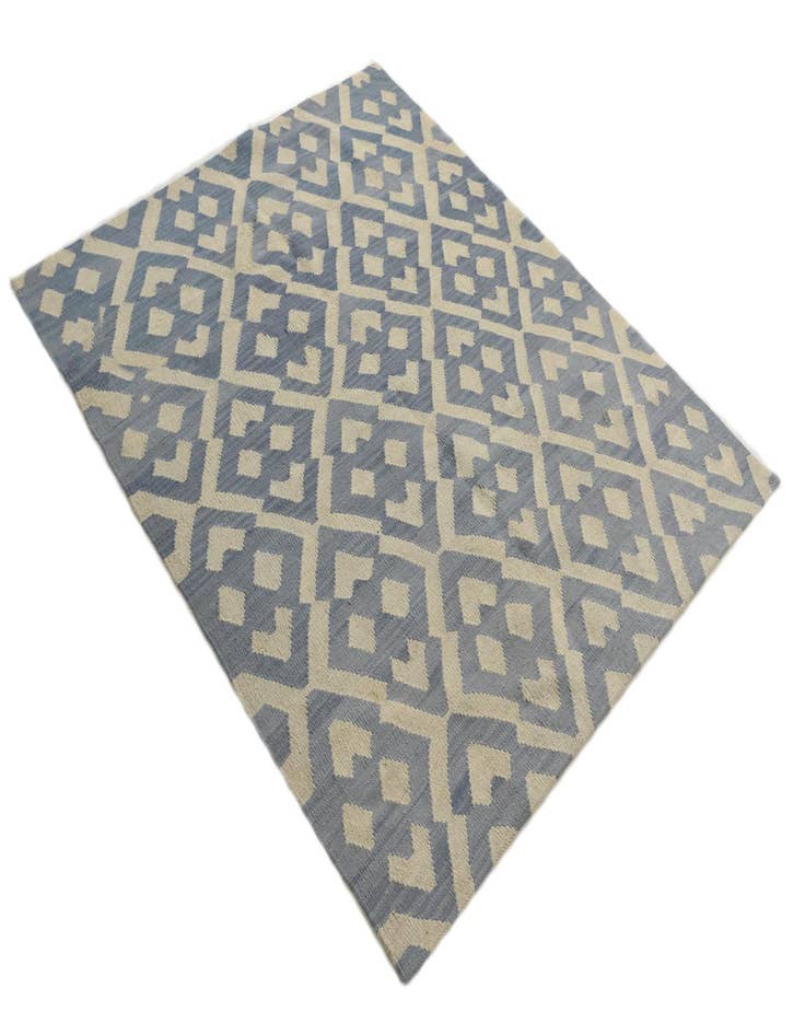 Detail image of  4' 6 x 5' 6  Hand Woven Kilim Modern Wool Rug