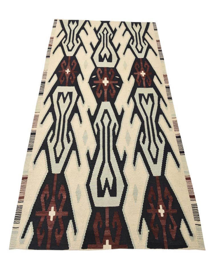 Detail image of  5' 1 x 6' 4  Hand Woven Kilim Modern Wool Rug