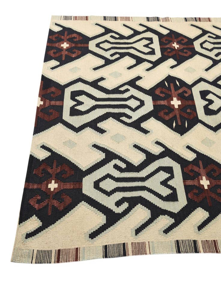 Detail image of  5' 1 x 6' 4  Hand Woven Kilim Modern Wool Rug