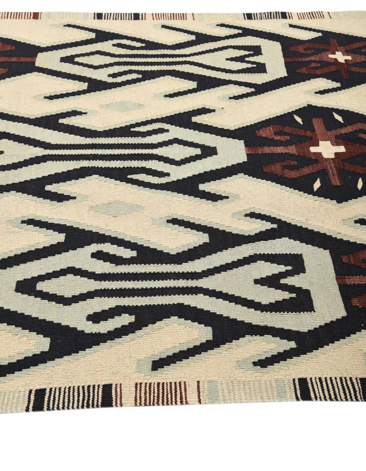 Detail image of  5' 1 x 6' 4  Hand Woven Kilim Modern Wool Rug