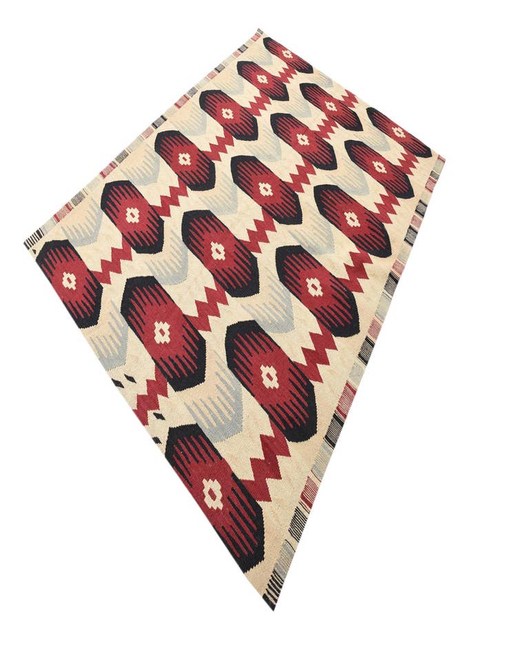 Detail image of  5' 1 x 6' 5  Hand Woven Kilim Modern Wool Rug