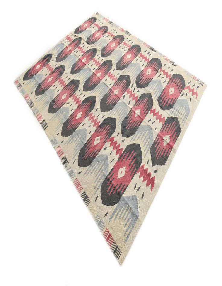 Detail image of  6' x 7' 9  Hand Woven Kilim Modern Wool Rug