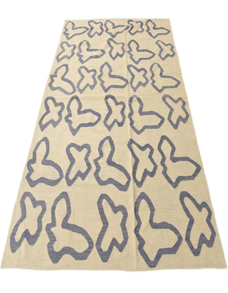 Detail image of  6' 2 x 7' 9  Hand Woven Kilim Modern Wool Rug