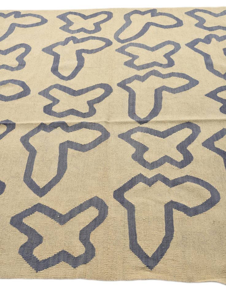 Detail image of  6' 2 x 7' 9  Hand Woven Kilim Modern Wool Rug