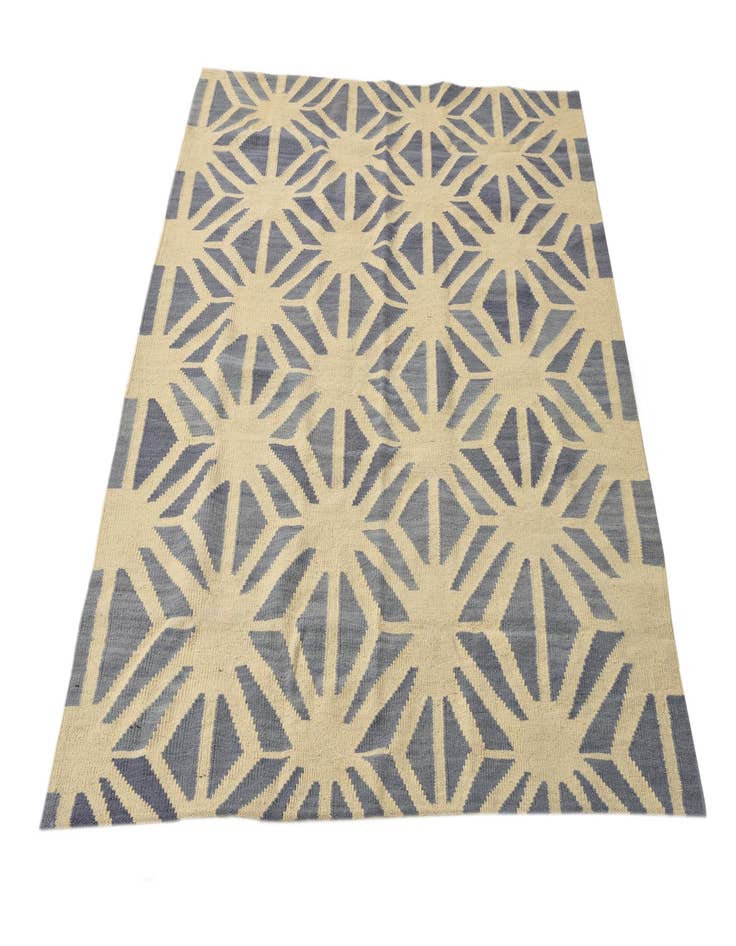 Detail image of  4' 6 x 5' 6  Hand Woven Kilim Modern Wool Rug