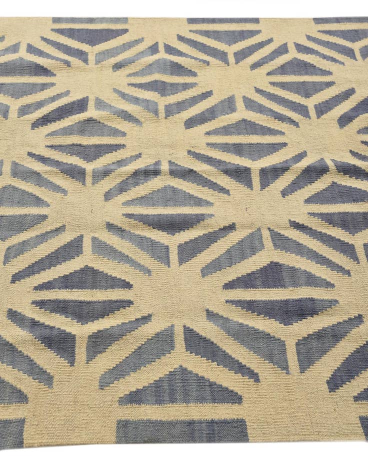 Detail image of  4' 6 x 5' 6  Hand Woven Kilim Modern Wool Rug