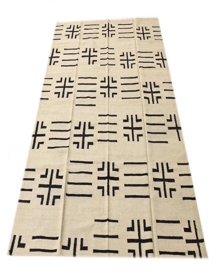 Detail image of  5' 4 x 6' 6  Hand Woven Kilim Modern Wool Rug