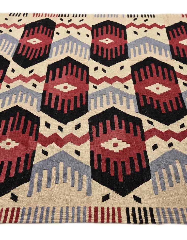 Detail image of  5' 10 x 8'  Hand Woven Kilim Modern Wool Rug