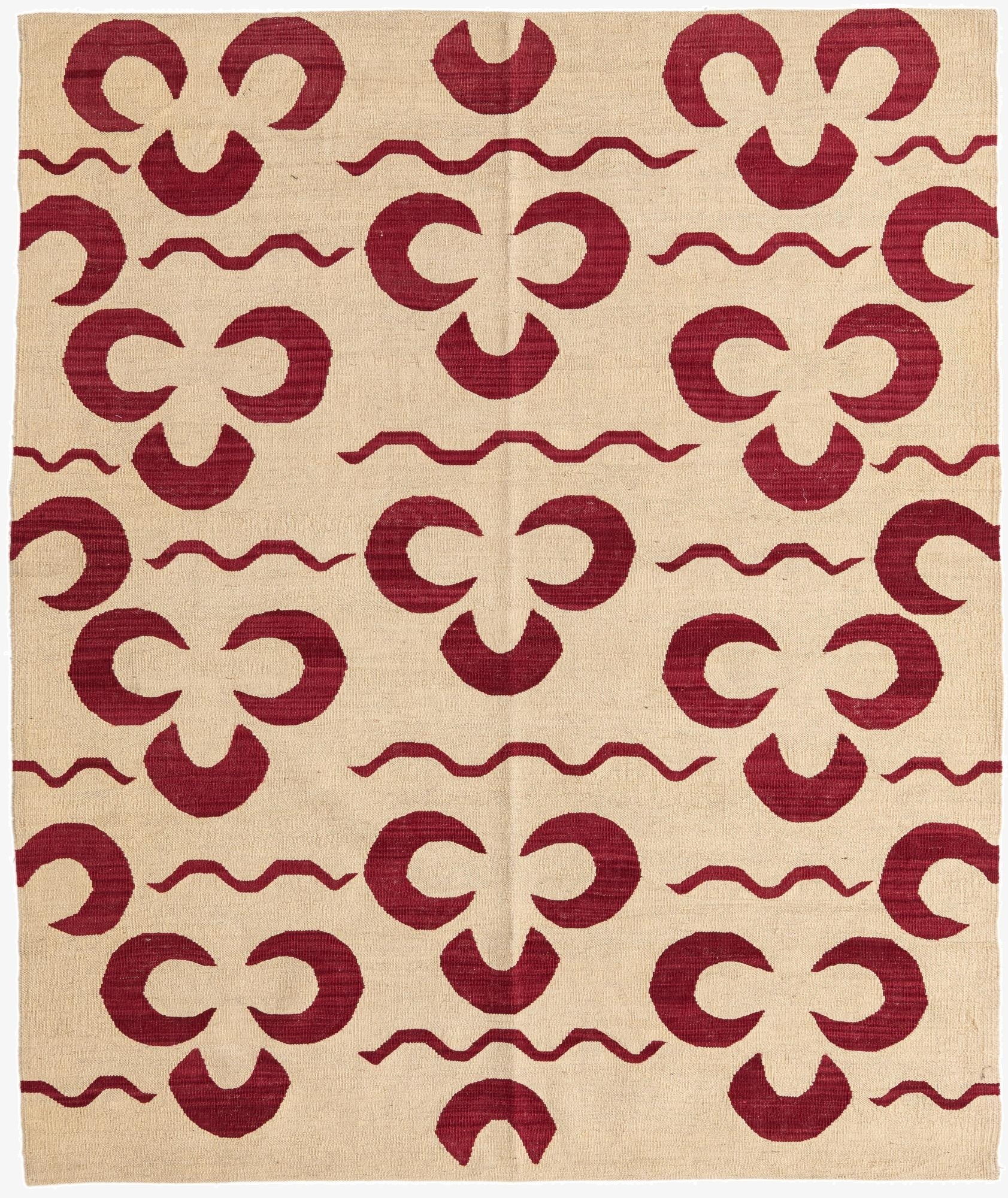  5' 4 x 6' 3  Hand Woven Kilim Modern Wool Rug