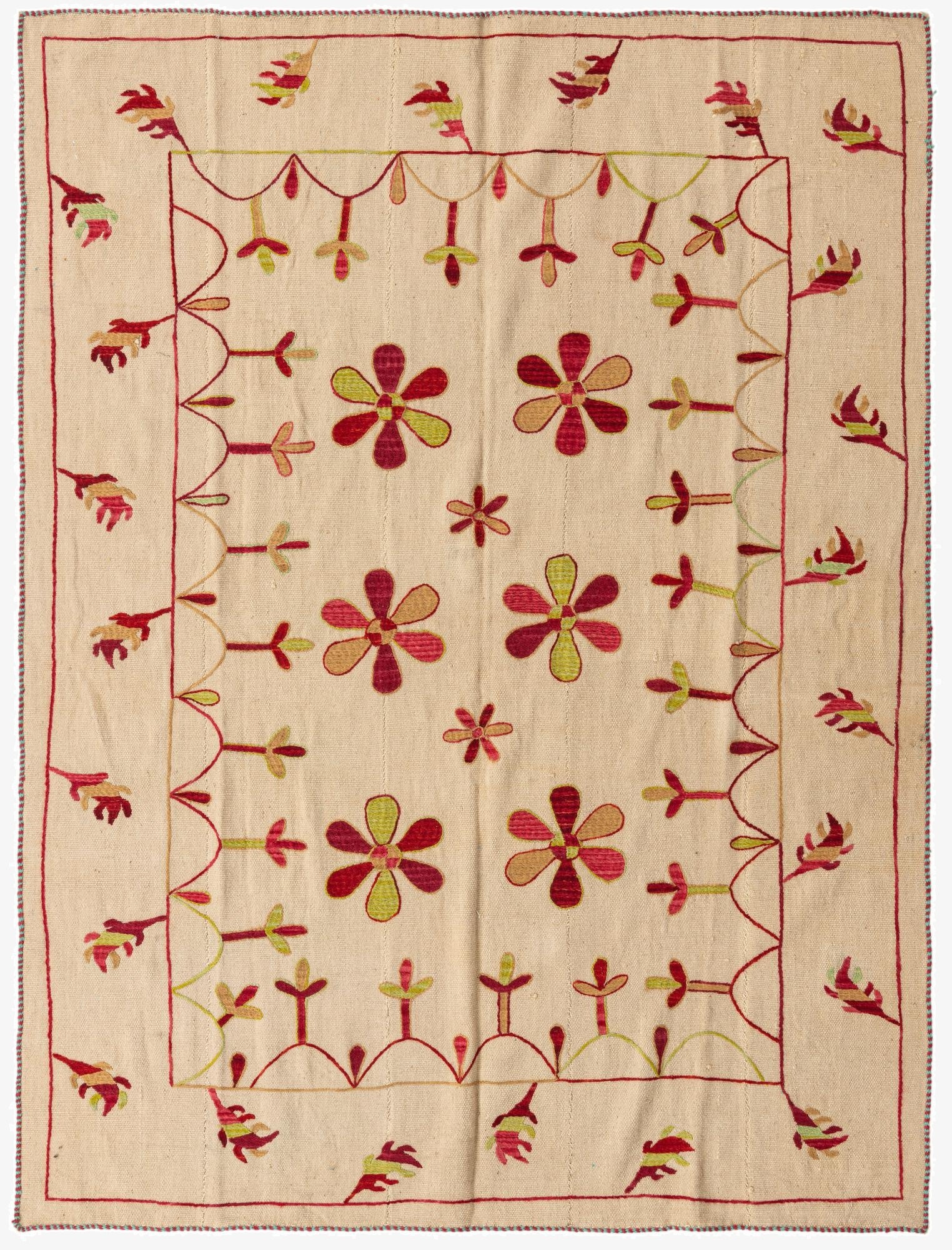  5' 9 x 7' 7  Hand Woven Kilim Modern Wool Rug