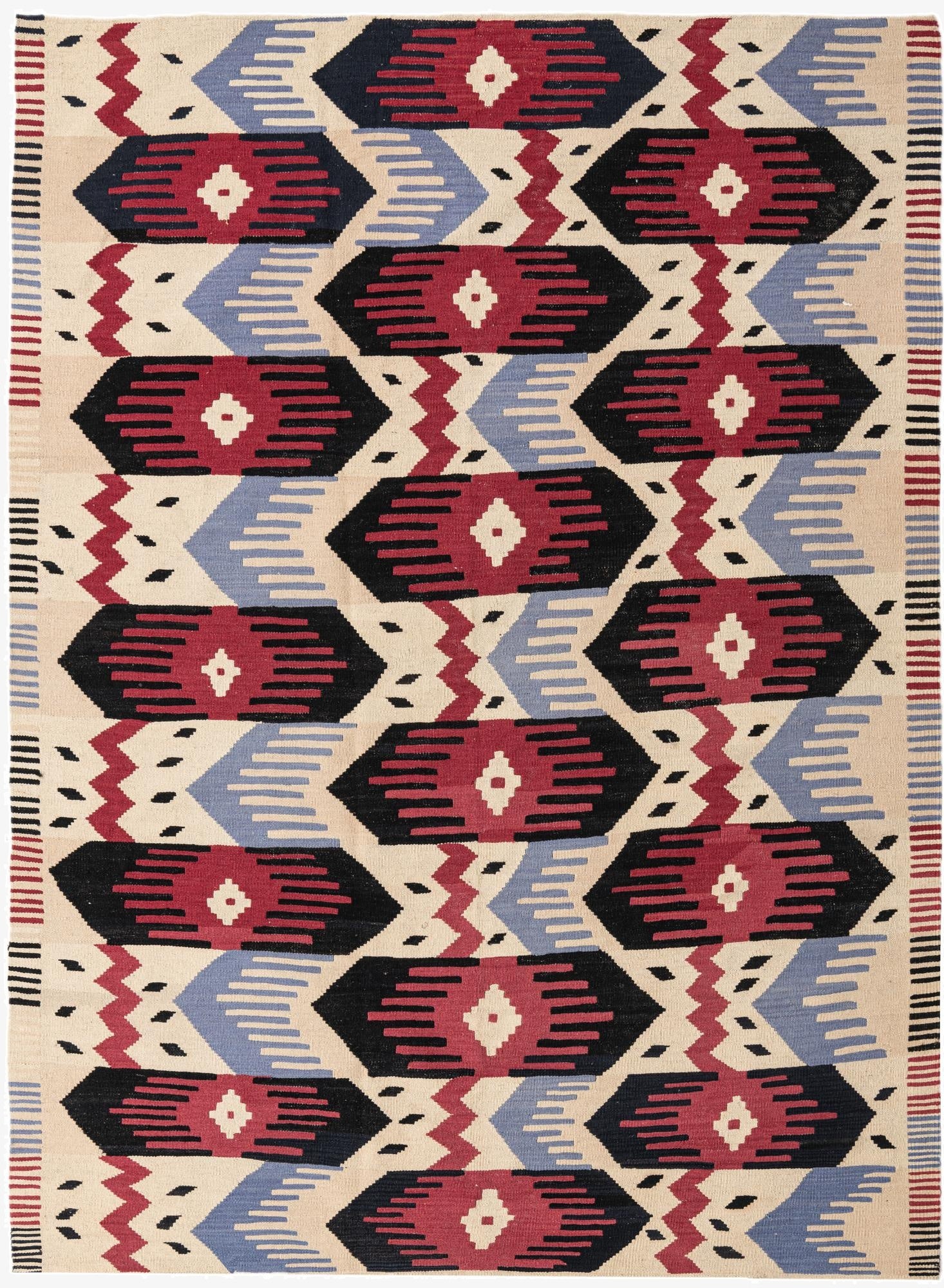  5' 10 x 8'  Hand Woven Kilim Modern Wool Rug