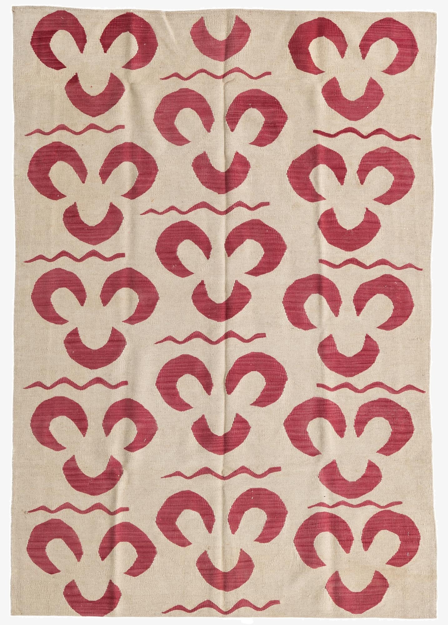  4' 6 x 6' 6  Hand Woven Kilim Modern Wool Rug