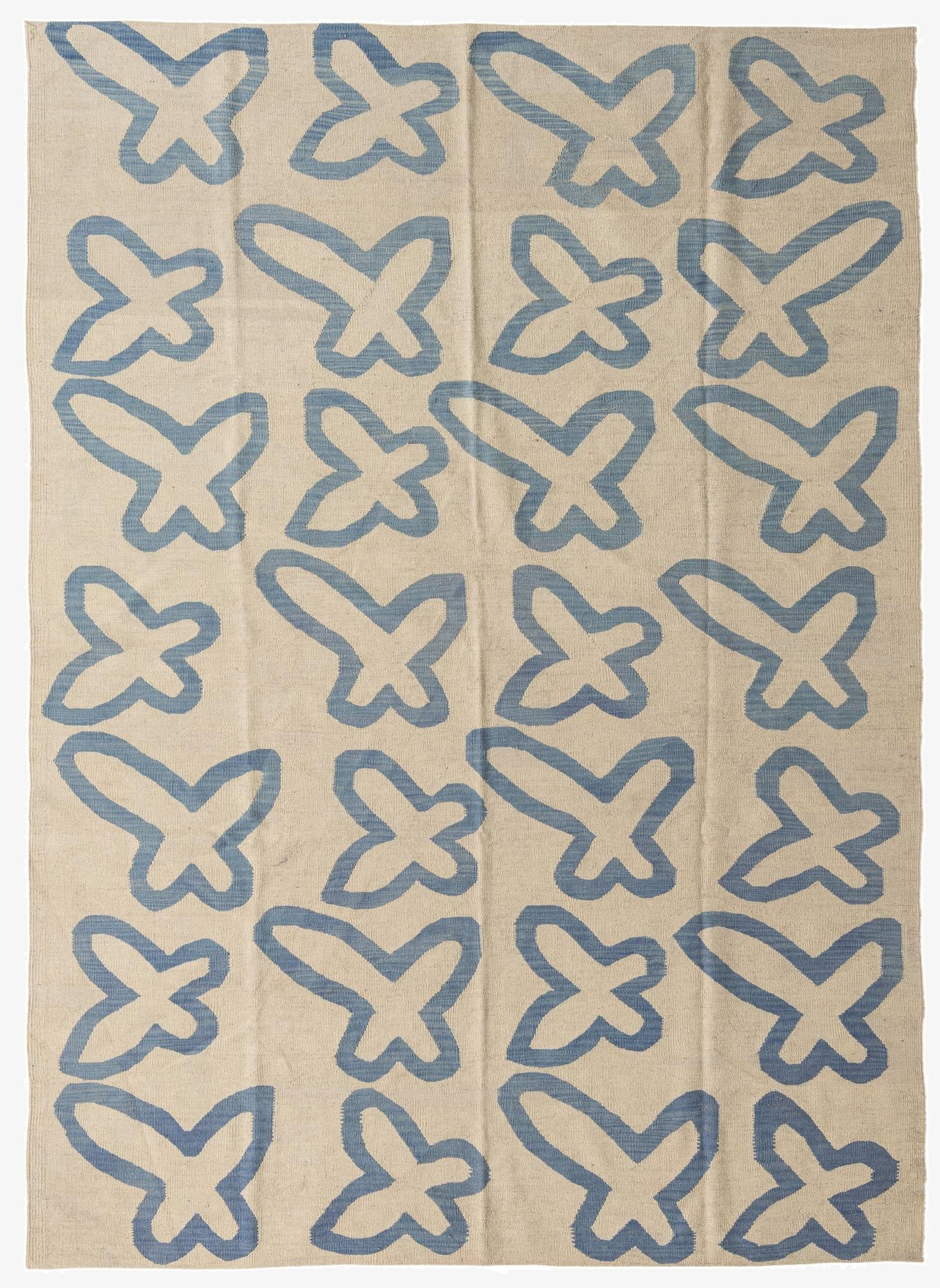  6' 8 x 9' 5  Hand Woven Kilim Modern Wool Rug