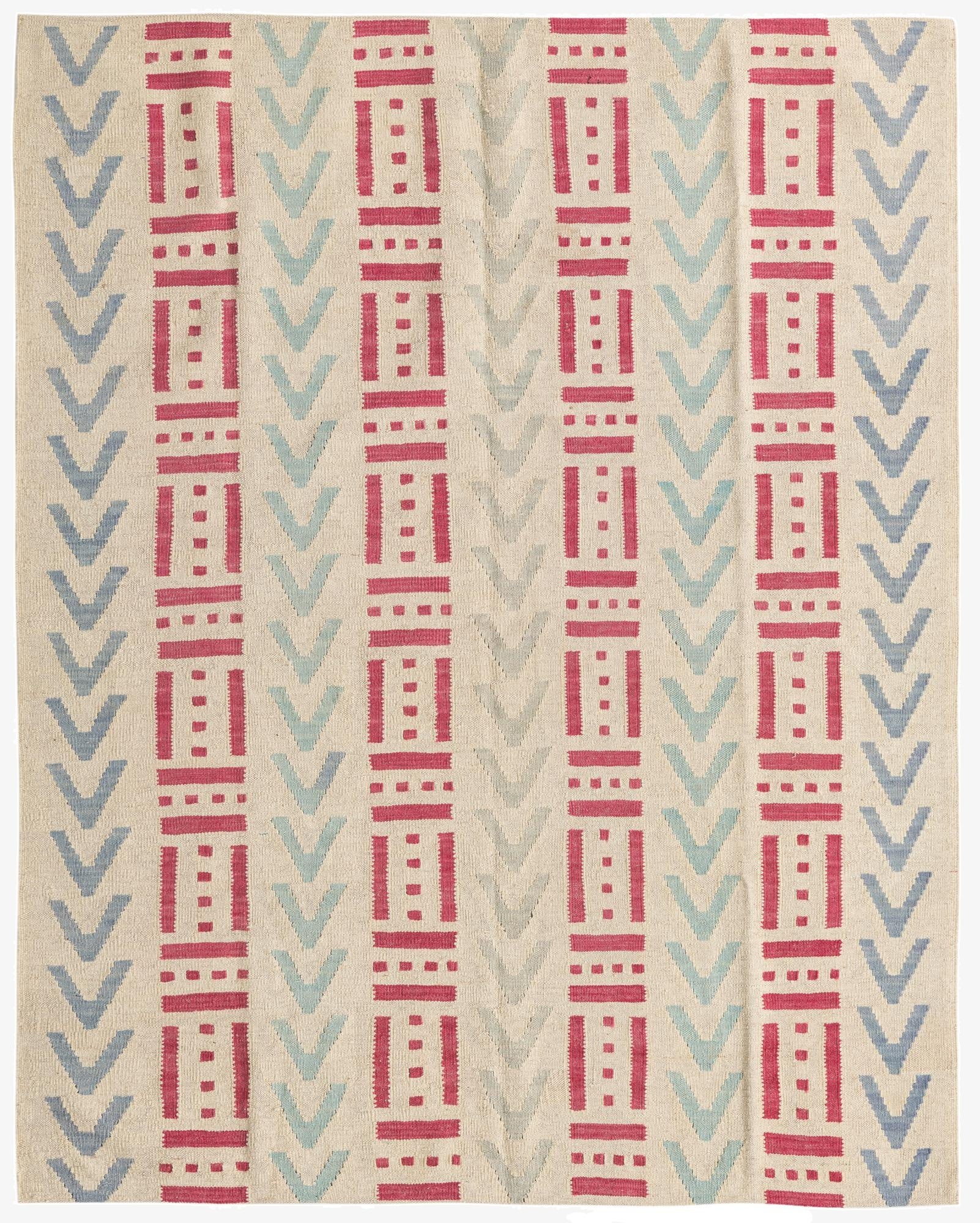  5' 1 x 6' 6  Hand Woven Kilim Modern Wool Rug