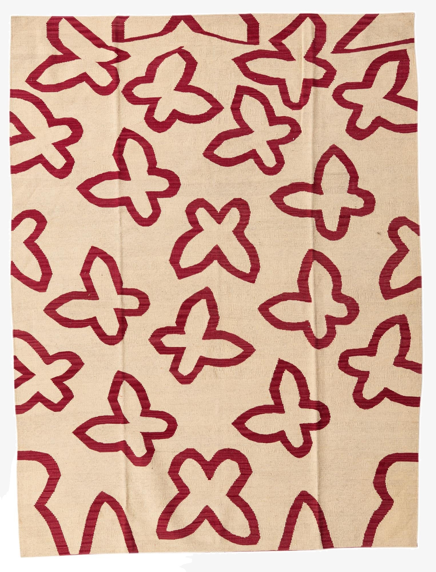  5' 10 x 7' 8  Hand Woven Kilim Modern Wool Rug