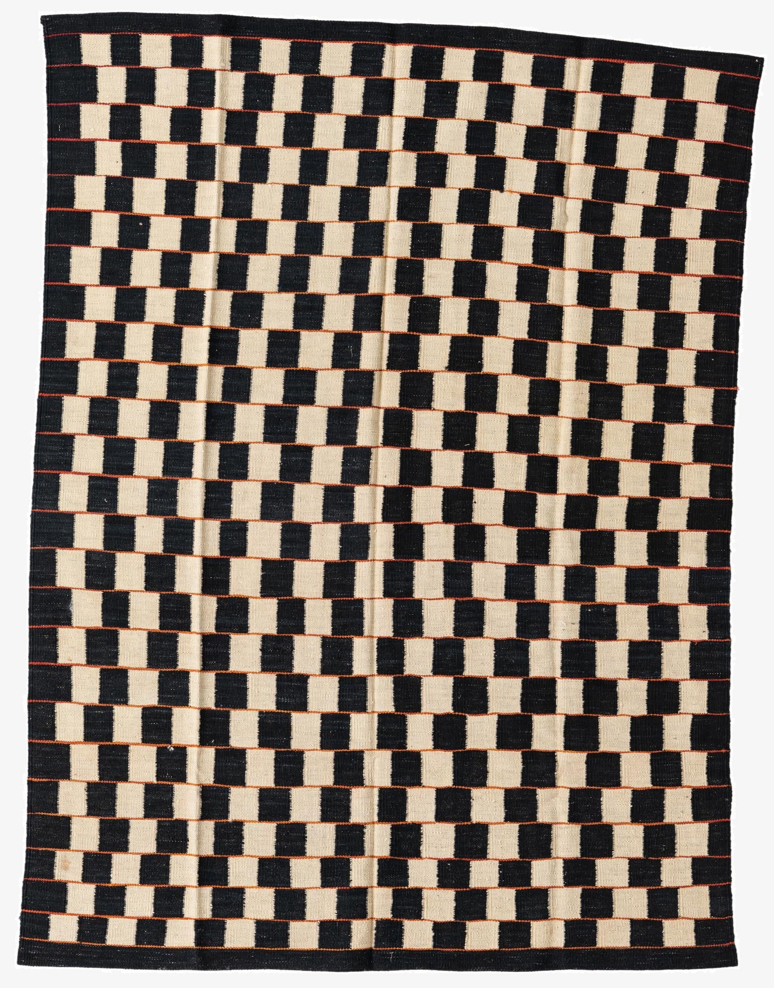  4' 9 x 6' 5  Hand Woven Kilim Modern Wool Rug