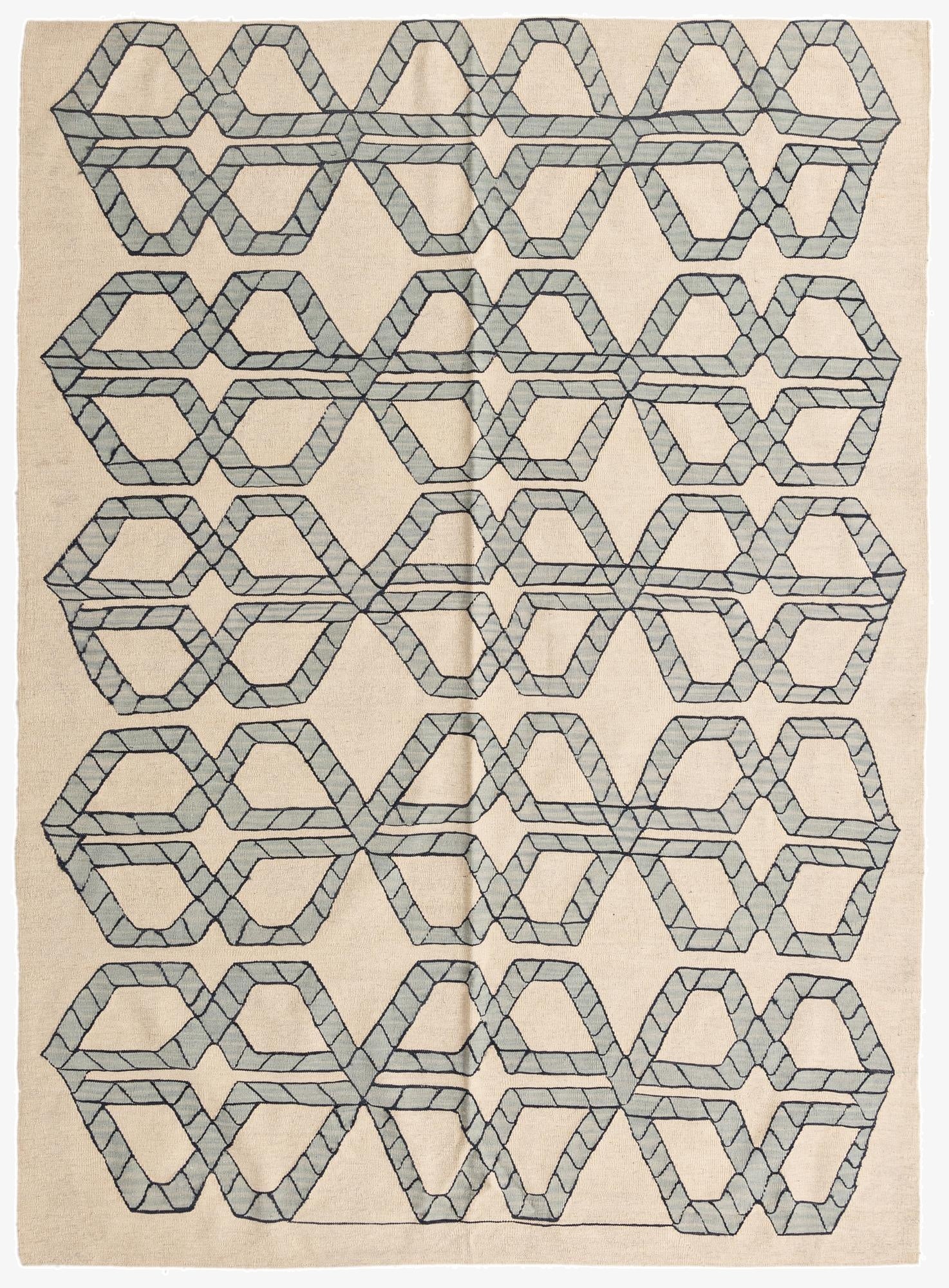  6' 10 x 9' 3  Hand Woven Kilim Modern Wool Rug