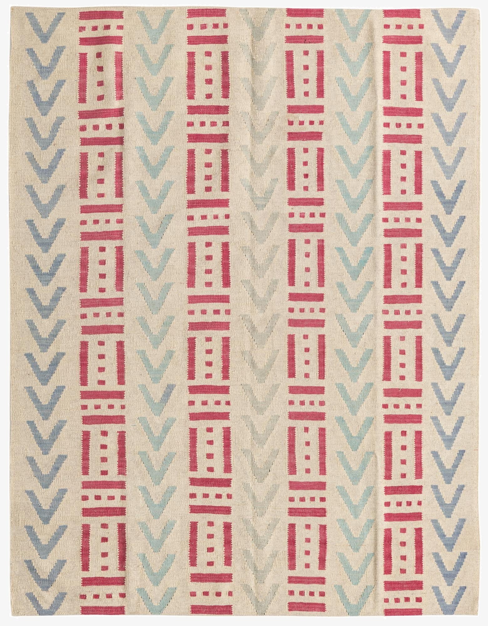  5' 2 x 6' 2  Hand Woven Kilim Modern Wool Rug