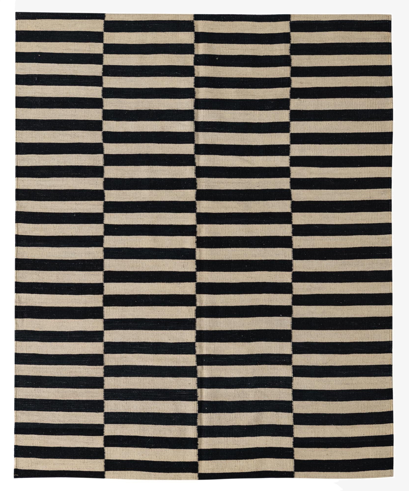  5' 1 x 6' 3  Hand Woven Kilim Modern Wool Rug