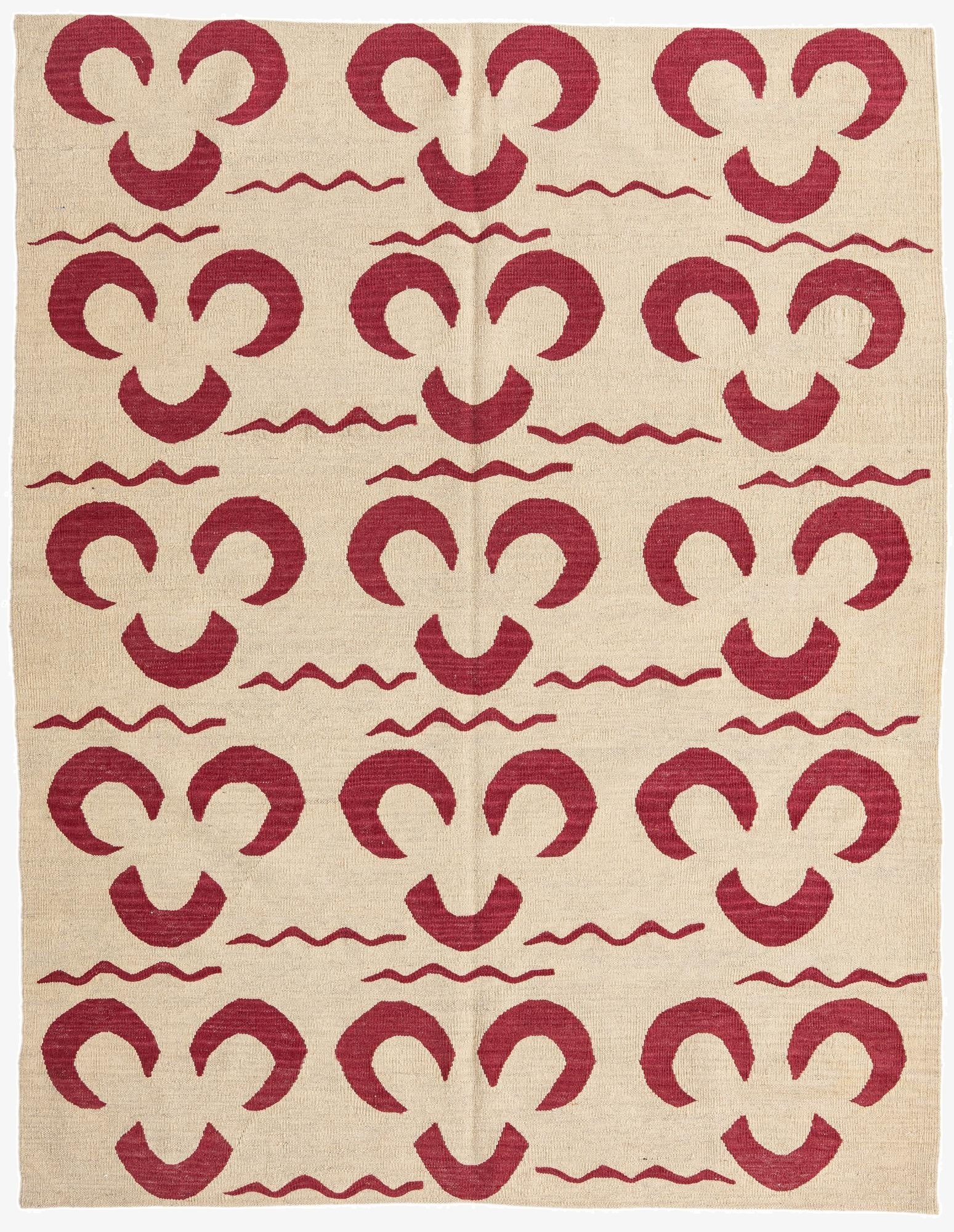  5' 1 x 6' 6  Hand Woven Kilim Modern Wool Rug