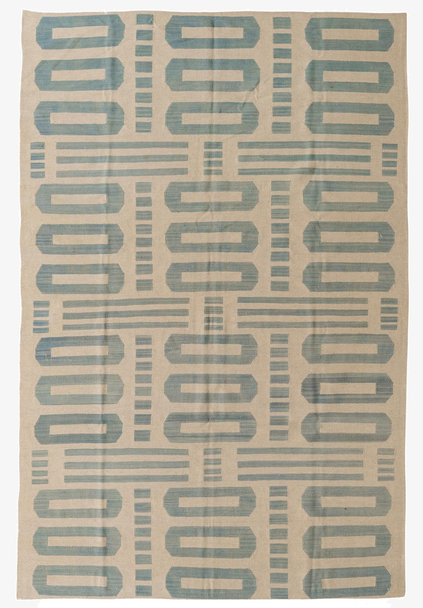  6' 3 x 9' 5  Hand Woven Kilim Modern Wool Rug