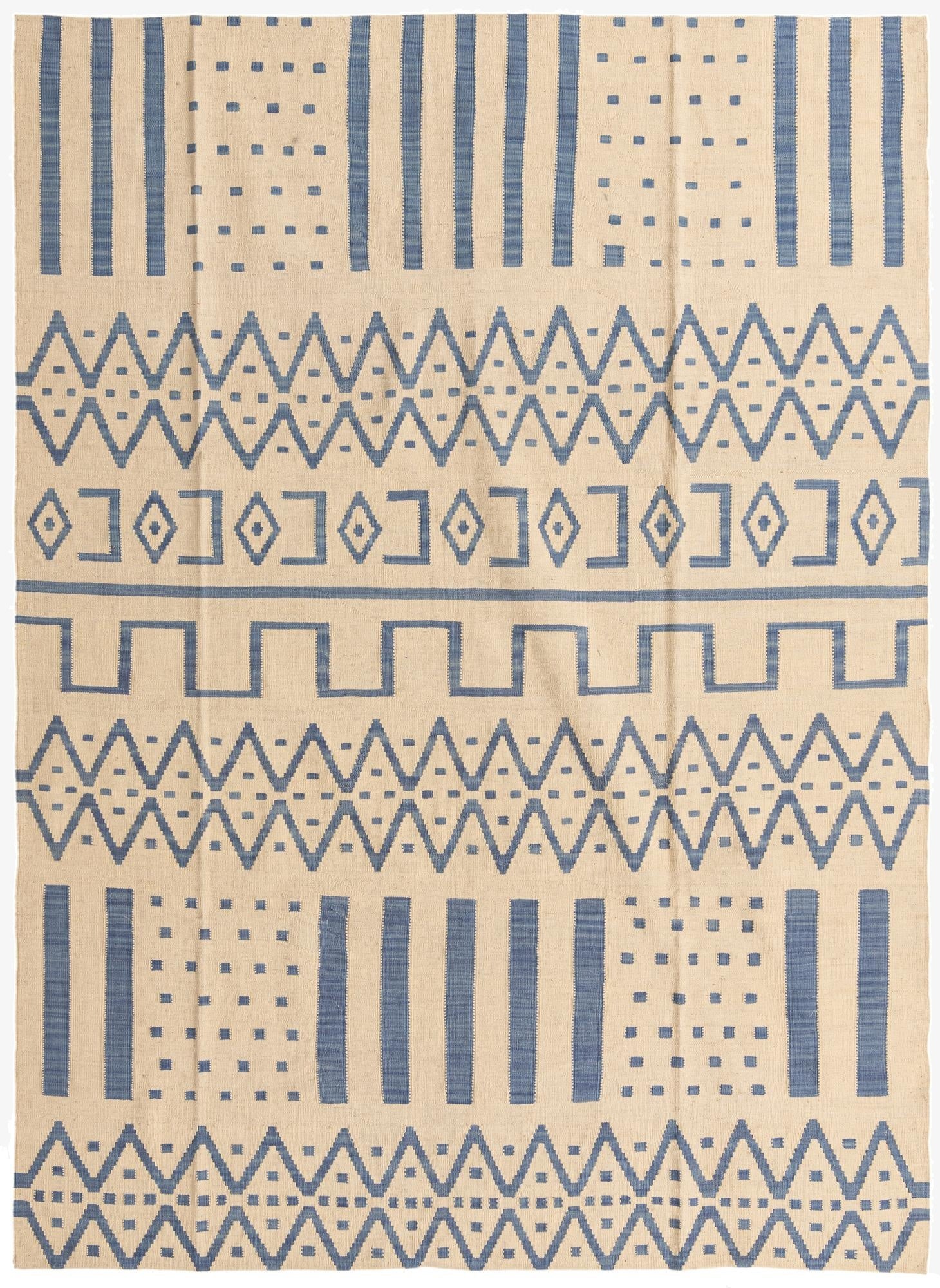  7' 1 x 9' 9  Hand Woven Kilim Modern Wool Rug