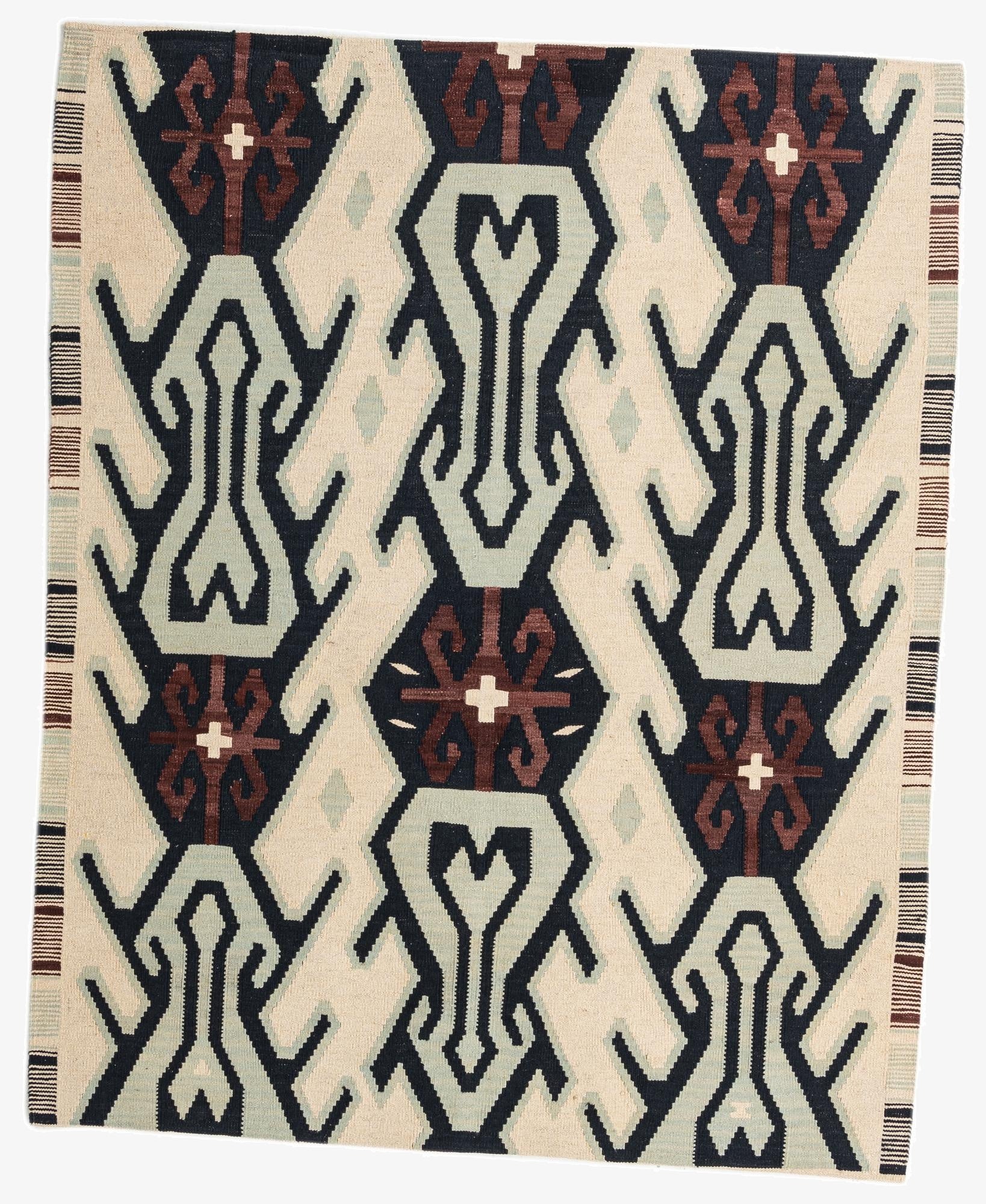  5' 1 x 6' 4  Hand Woven Kilim Modern Wool Rug