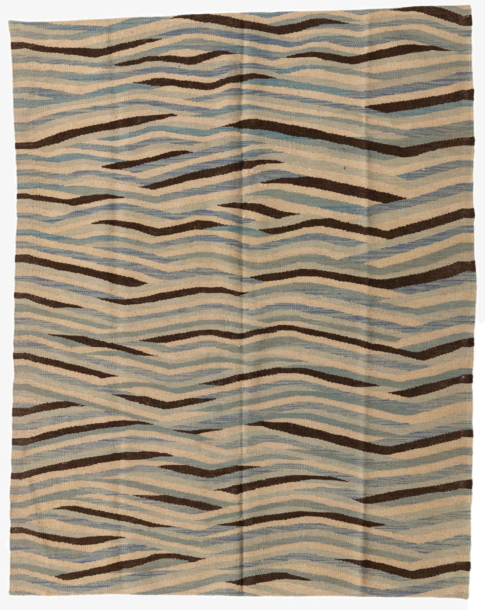  4' 8 x 5' 10  Hand Woven Kilim Modern Wool Rug