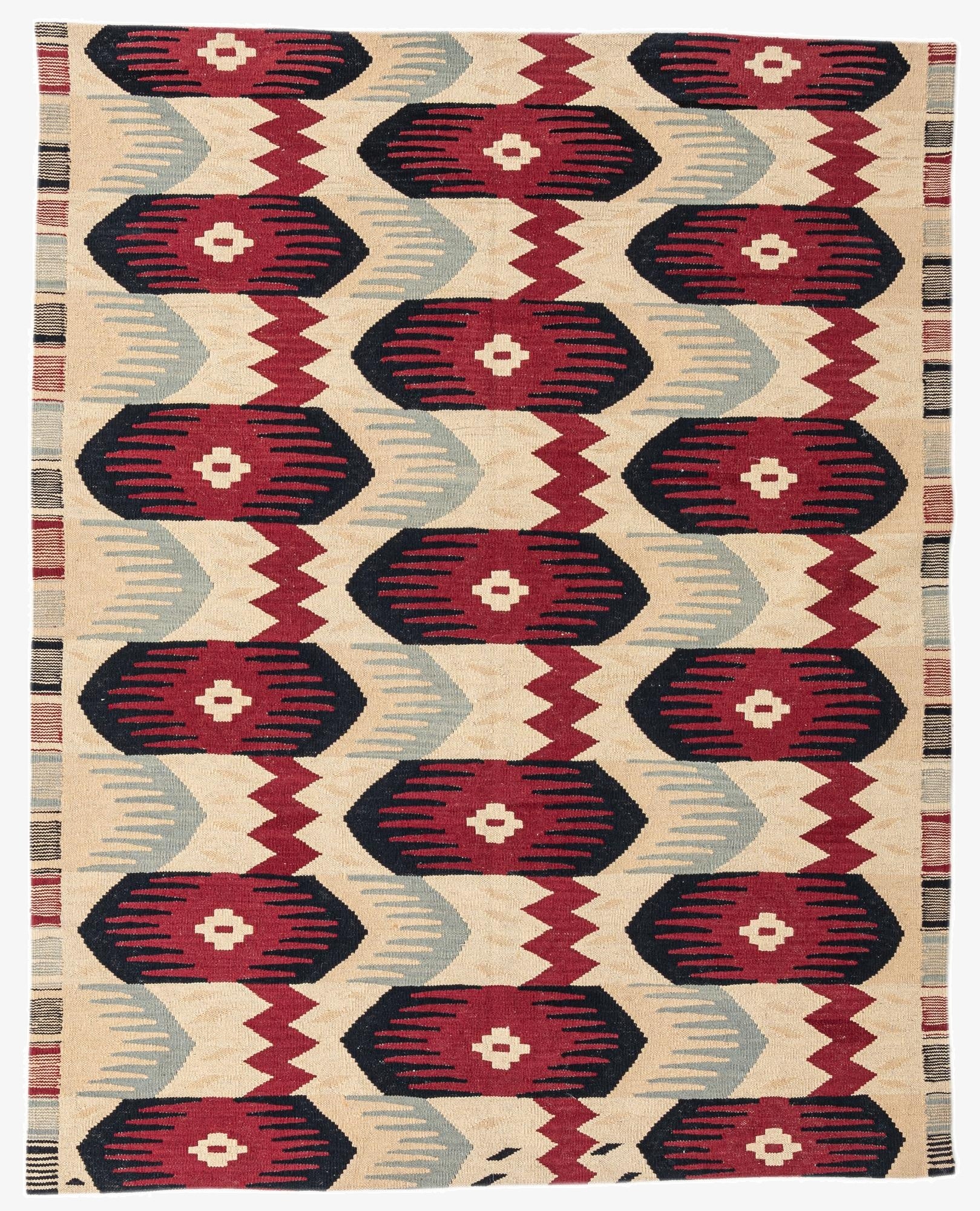  5' 1 x 6' 5  Hand Woven Kilim Modern Wool Rug