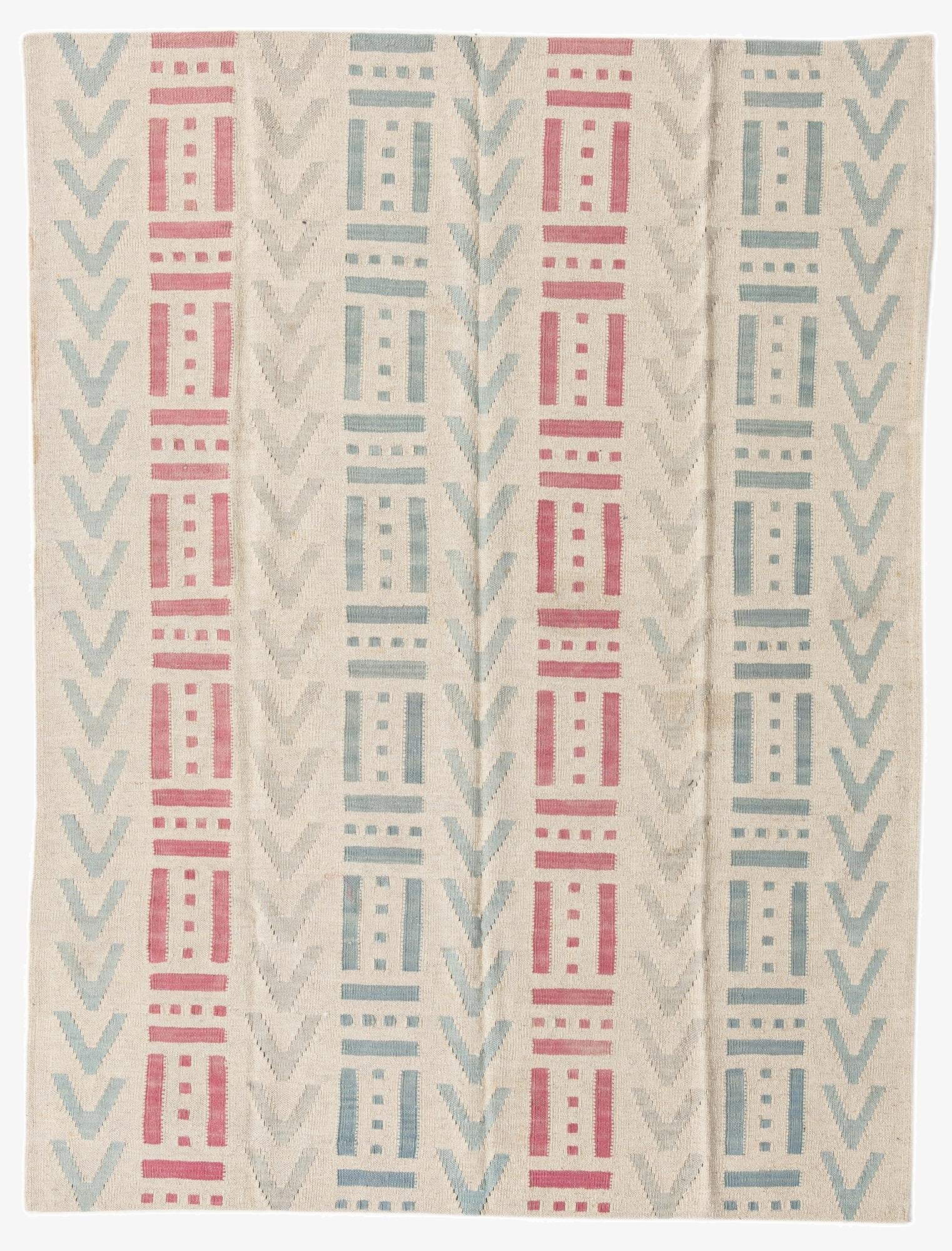  4' 10 x 6' 5  Hand Woven Kilim Modern Wool Rug