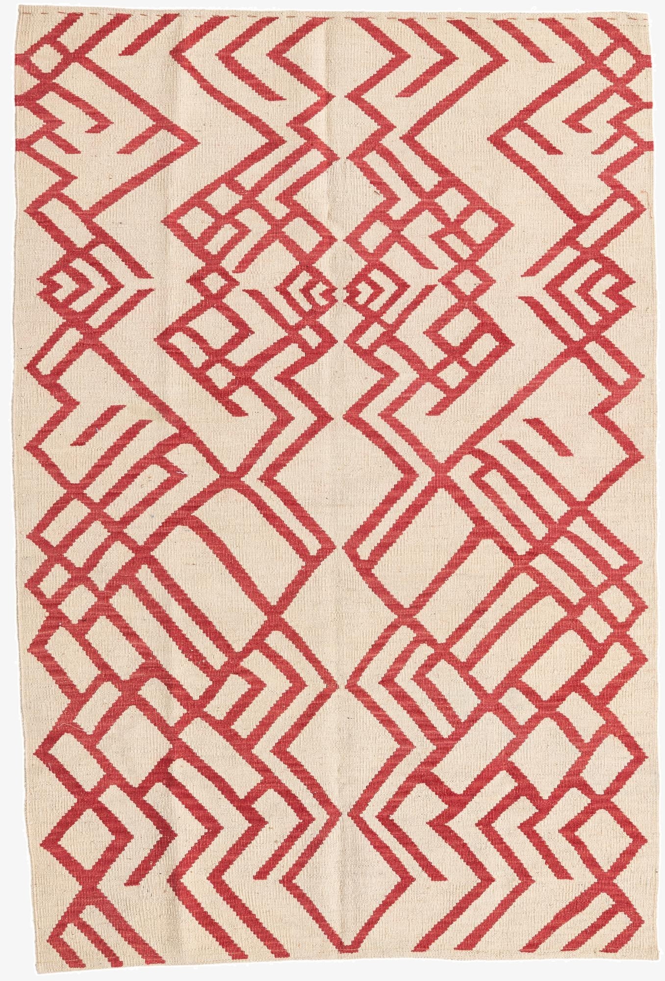  4' 2 x 6' 2  Hand Woven Kilim Modern Wool Rug