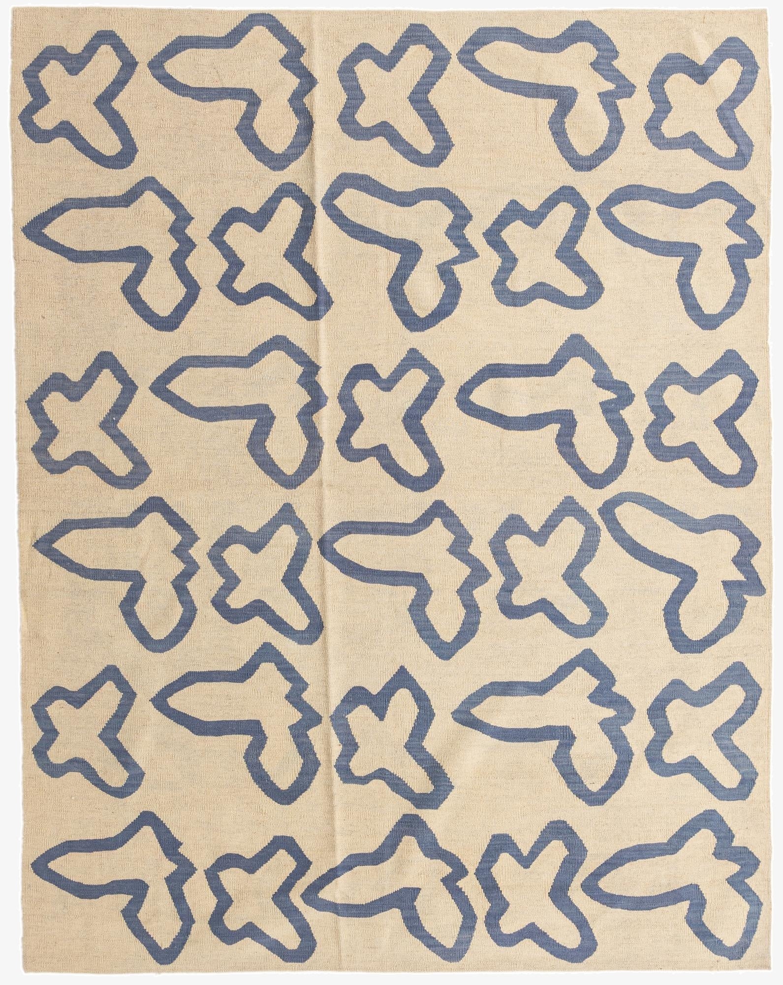  6' 2 x 7' 9  Hand Woven Kilim Modern Wool Rug