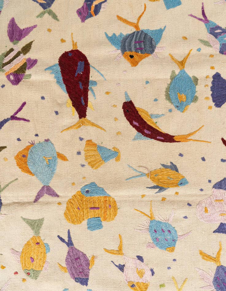 Detail image of  6' 5 x 9' 5  Hand Woven Kilim Suzani Wool Rug