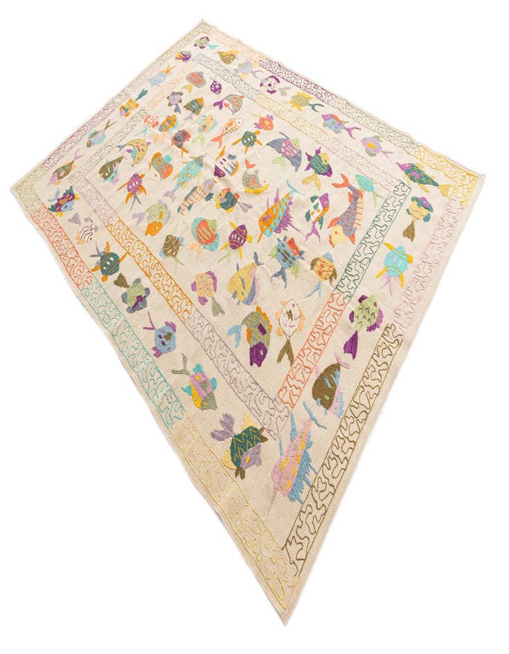 Detail image of  5' 6 x 7' 8  Hand Woven Kilim Suzani Wool Rug